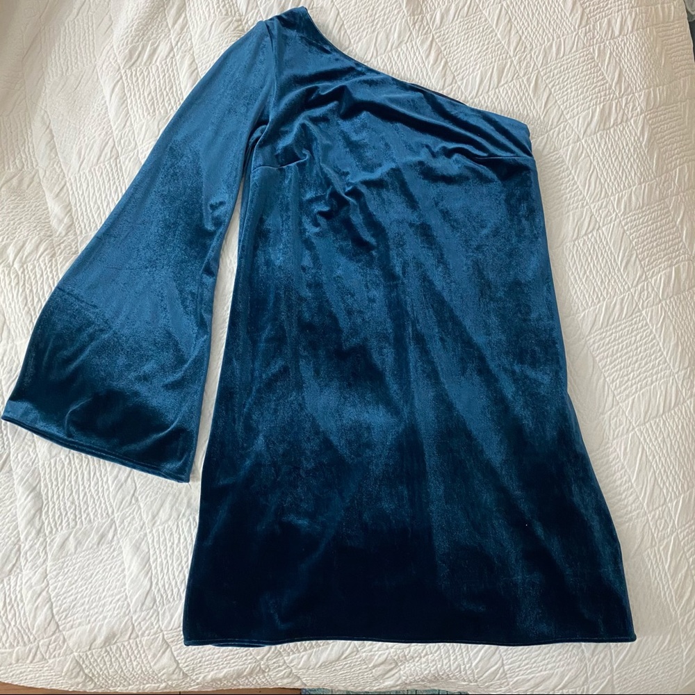 French Connection Velvet One Shoulder Dress